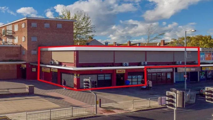 shop units outlined in red 