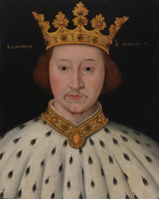 a portrait of a man wearing a gold crown and a white robe 