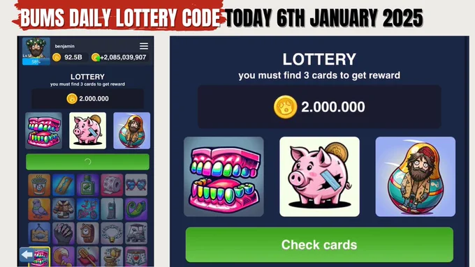 Bums lottery cards today 6 January