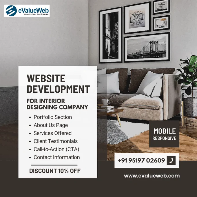 For an interior designing company website, incorporating essential features is crucial to attract clients and showcase your expertise effectively. Here are some basic features that should be included:

✅Visually Appealing Homepage
✅Portfolio Section
✅About Us Page
✅Services Offered
✅Client Testimonials
✅Call-to-Action (CTA) Buttons
✅Contact Information
✅Blog Section
✅Responsive Design
✅Social Media Integration

#InteriorDesign
#HomeDecor
#InteriorInspiration
#InteriorStyling
#HomeDesign
#InteriorDesigner
#Decor
#ModernInterior
#LuxuryInteriors
#homerenovation 
#RoomMakeover
#DesignGoals
#FurnitureDesign
#SustainableDesign
#biophilicdesign #evalueweb #website #graphicdesigner #webdevepment #appdevelopment 