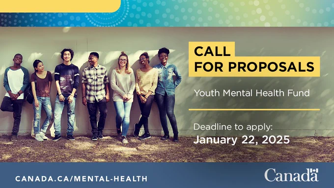 Image of youth standing against a wall. Image text: 
Call for Proposals; Youth Mental Health Fund; Deadline to apply: January 22, 2025
