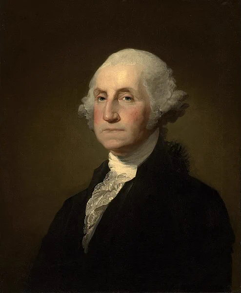 This is a colored portrait of George Washington.