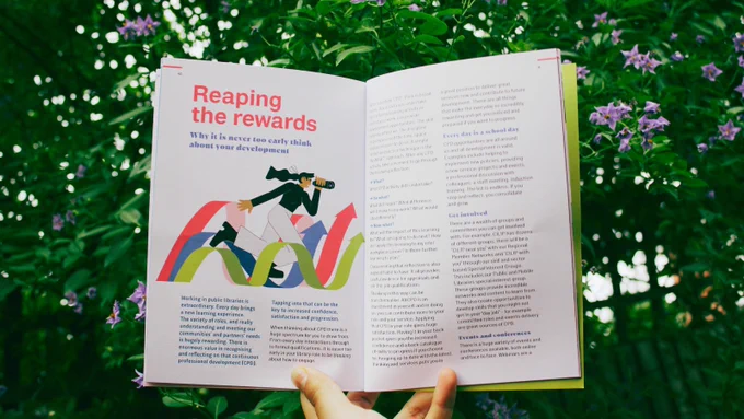 image of the welcome to libraries pack open on the page 'reaping the rewards'