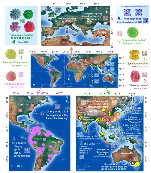 An overview of geographic distribution of study sites and/or sampling sites of the fourteen papers in this special issue.