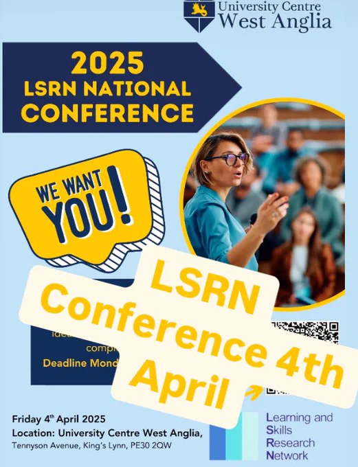 Poster saying LSRN conference 4 April at University Centre West Anglia College