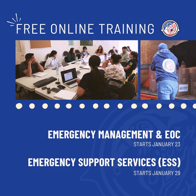Free online training! Emergency Management & EOC training starts January 23. Emergency Support Services (ESS) starts January 29. 
