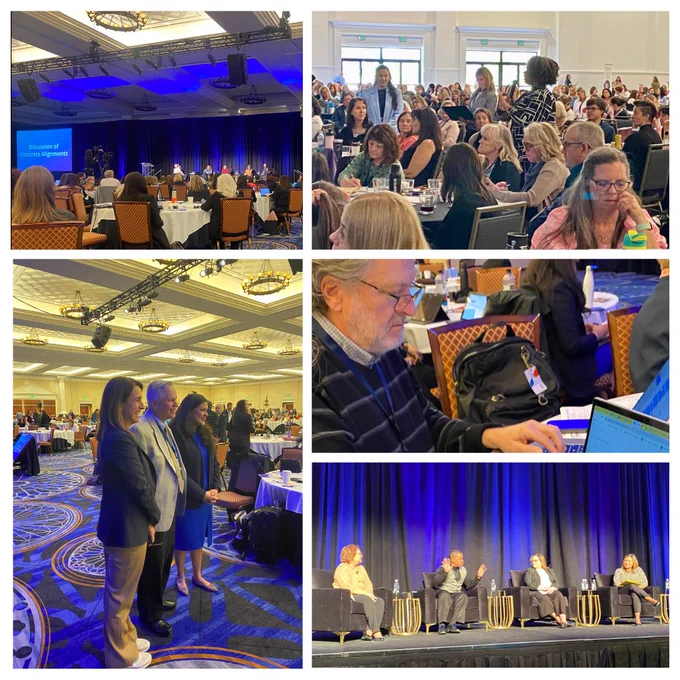 Collage of photos from past TRL Summit events (top left to right) attendees sitting during the panels for small group discussion and collaboration during a panel, attendees participating in the question and answer session with panelists, attendees in line to pose question and answers to panelists, attendee notetaking during a session, panelists leading a conversation 