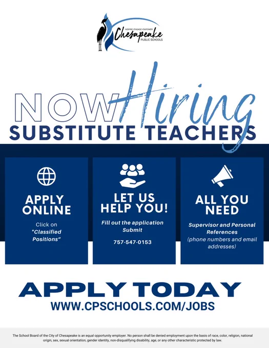 Hiring flyer for substitute teachers