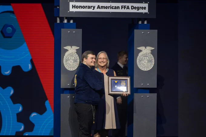 Cathy Sutphin receives the Honorary American FFA Degree