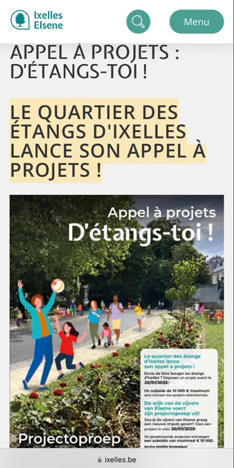 https://www.ixelles.be/site/929-Appel-a-projets-D-etangs-toi-#:~:text=Le quartier des étangs d'Ixelles lance son appel à projets !&text=cet appel à projets est,Mobilité 