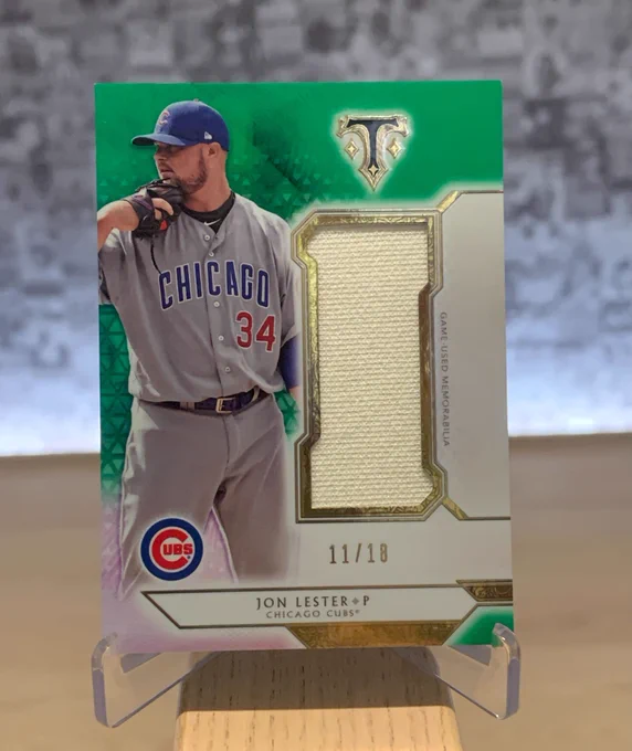 2018 Topps Triple Threads
Jon Lester, Chicago Cubs
11/18
Single Jumbo Relic Card w/ Game-Used Memorabilia