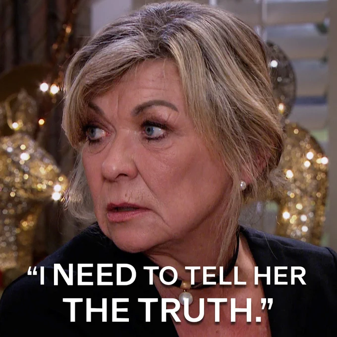 Kim looks worried, she says "I need to tell her the truth."