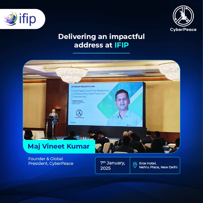 Maj Vineet Kumar (@cybervineet) addressed the audience at the 21st Annual IFIP WG 11.9 International Conference on Digital Forensics, hosted by the International Federation for Information Processing (IFIP) at Eros Hotel, New Delhi today✨ 

He spoke on #CyberPeaceCorps First Responders: Crowdsourcing CyberPeace and Cyber Security and talked about what it takes to be a first responder, their roles, and why they are important 🙌 

He also urged people to be a part of the First Responders Initiative and support others in fighting cyber crimes.


#CyberPeace☮️ #DigitalForensics #IFIPConference #CyberSecurity #InnovationInTech