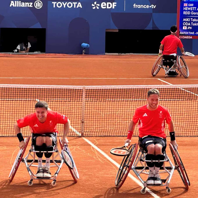 Alfie Hewett and Gordon Reid celebrate Paralympic success