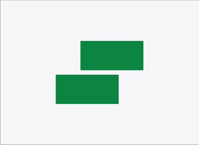 Two horizontal green bars in the shape of an S on a light grey background.