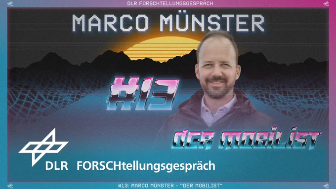 Marco Münster, unser Gast in Folge #13 – „Der Mobilist“, war nie so der „Lufti“ und sah erst nicht wie und wo er im DLR arbeiten könnte. Bis er dann feststellte, dass wir hier auch in Fahrzeuge und Mobilität machen. Nun erarbeitet er in einem kreativen Team am DLR-Institut für Fahrzeugkonzepte in Stuttgart mit viel Leidenschaft und Expertise Ideen, die sich dem Ziel widmen, die Mobilität der Zukunft zu verändern. Marco fuchst sich richtig rein in das Thema und inspiriert unsere Moderatorin Julia unter anderem zu einer fantastischen Vision.