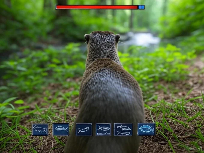 ai generated screenshot of an otter survival game