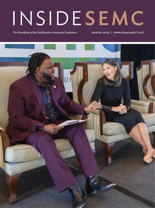 Brandon Lewis and Miranda Restovic chat on stage before beginning the opening plenary session at SEMC2024.