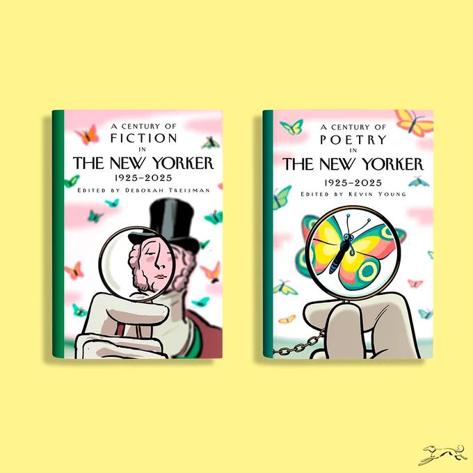 The covers of “A Century of Fiction in The New Yorker” and “A Century of Poetry in The New Yorker.”