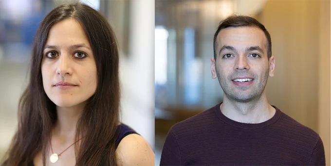 Side-by-side headshot photos of Professors Pinar Ayata and Christopher DelRe