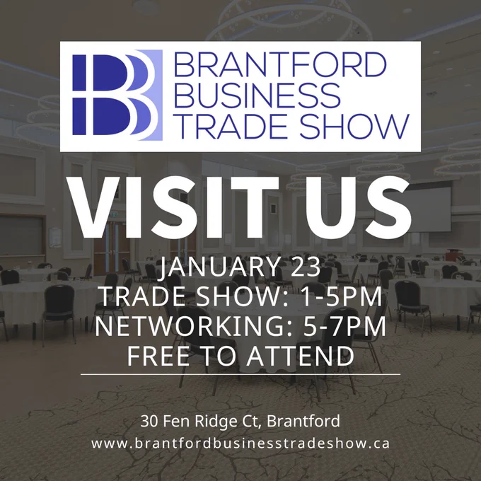 Graphic promoting the Brantford Business Trade Show on Jan. 23.