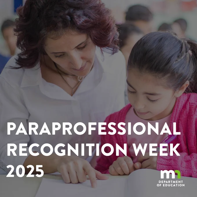 A woman helps a girl with her work during a class. Paraprofessional Recognition Week 2025. 