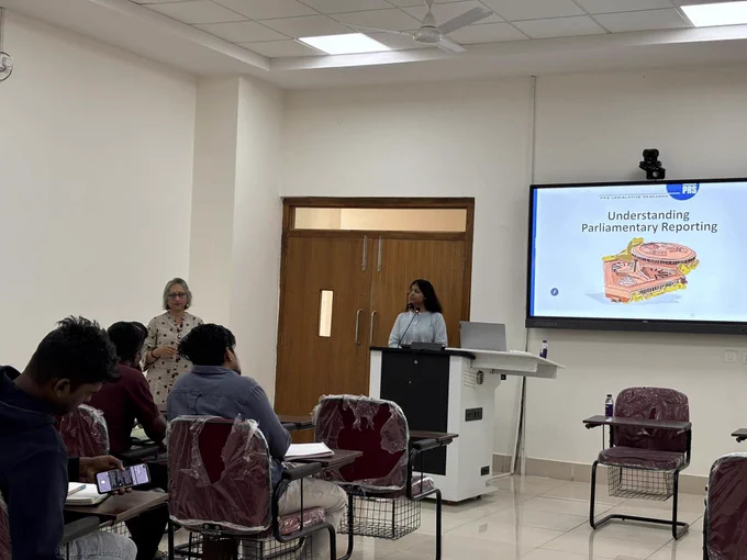 PRS Legislative Research is dedicated to making the Indian legislative process more informed, transparent, and participatory. The workshop highlighted the specialized skill of reporting legislative and parliamentary proceedings, requiring a deep understanding of procedures and processes.
We thank PRS Legislative Research and our resource persons for this insightful and engaging session!