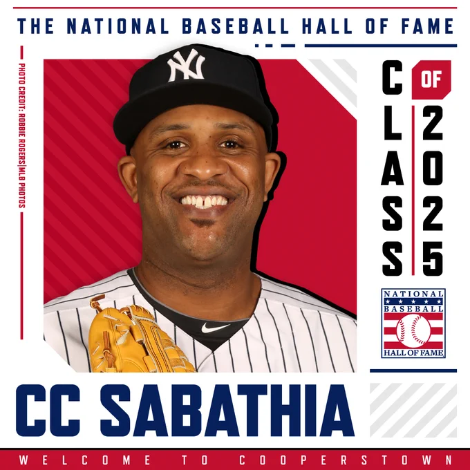 Welcome to Cooperstown CC Sabathia, National Baseball Hall of Fame Class of 2025.