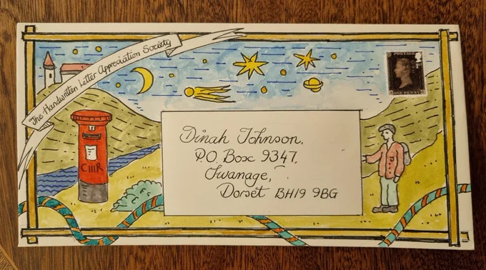 A brightly coloured envelope