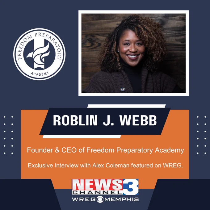 Exciting News! Freedom Preparatory Academy Founder and CEO, Roblin Webb, recently sat down with @AColeman_WREG3 for an exclusive interview on @3onyourside. 

Watch the interview here: https://youtu.be/y6tSSkn_naM?feature=shared

#EducationMatters #FreedomPrepAcademy #StudentSuccess #CommunityImpact #OurMovementIsFreedom