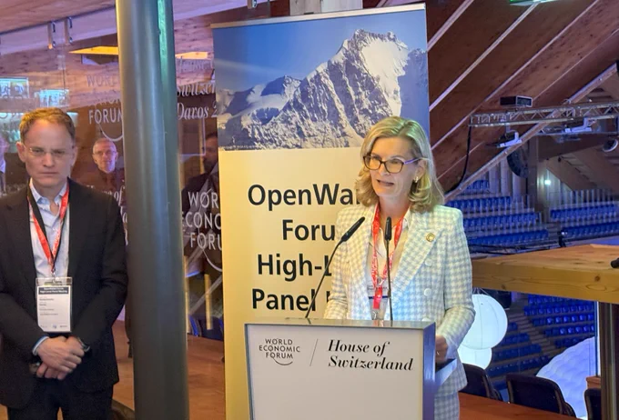 here I am delivering my opening remarks during WEF at the OpenWallet Forum high-level panel