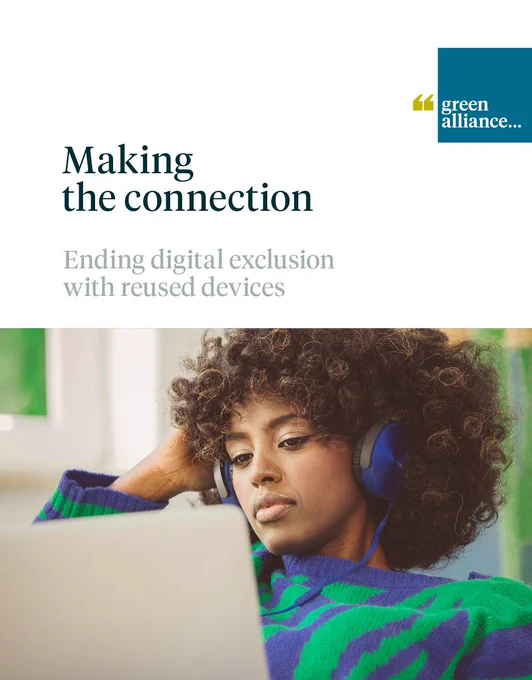 Making the connection front cover, depicting a young woman with headphones on looking at her laptop.