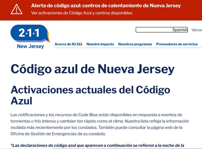 codigo azul de New Jersey 