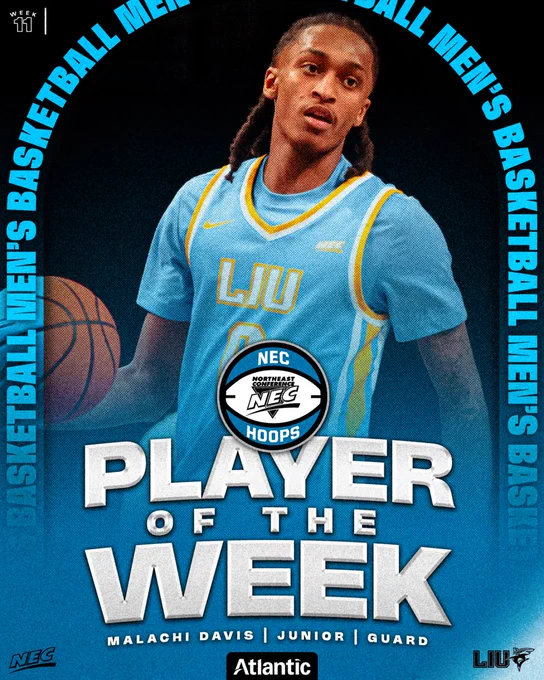 #NECMBB Player of the Week: LIU's Malachi Davis (1.22.25)