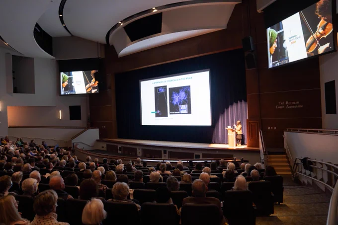 Crowd in lecture hall for Science Meets Music 