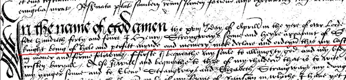 A screenshot of a Tudor will on our Zooniverse site - black and white text in sixteenth-century 'secretary hand' style handwriting. 