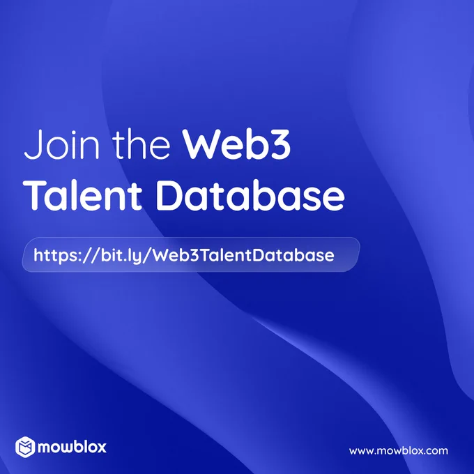 Calling All Blockchain Explorers & Enthusiasts! 🚀

Are you ready to showcase your skills and connect with exciting opportunities in the #Web3 space? 

No matter your experience level🙅‍♂️, join the Mowblox Talent Database and become part of a thriving community of blockchain enthusiasts, developers, designers, and creators!

🔗 Share your expertise
🌟 Join our job and career opportunities channel
🤝 Network with like-minded innovators

Fill the form: https://bit.ly/Web3TalentDatabase

Let's grow together! Repost for wider reach!!