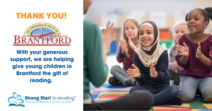 A graphic featuring a photo of young girls clapping. Text on the graphic says Thank You to the City of Brantford.