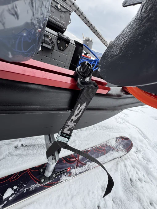 Skis added to an Ice Fishing Sled using Ketch Products Krossbar and Risers.