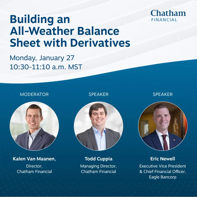 Building and All-Weather Balance Sheet with Derivatives
Monday, January 27
10:30-11:10 a.m. MST
With moderator Kalen Van Maanen and speakers Todd Cupia and Eric Newell