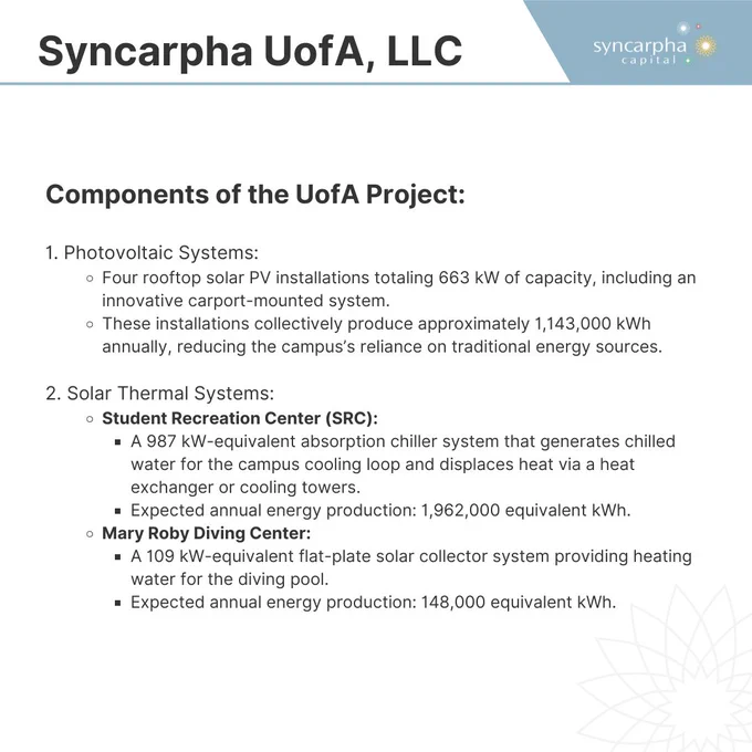 Syncarpha UofA - Combining 663 kW of rooftop solar PV systems with advanced solar thermal technologies