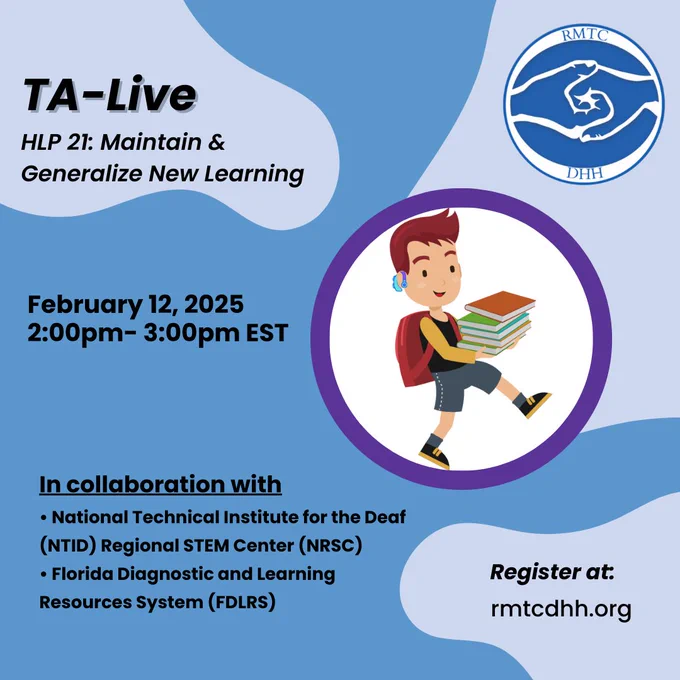 TA-Live HLP 21: Maintain & Generalize New Learning on Feb 12 at 2:00 PM EST
Featuring FDLRS and NRSC