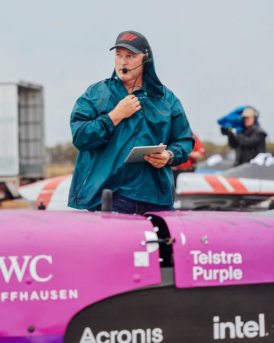 Jim Kira anticipating the weather to play fair for the Airspeeder 3 speeder race start in South Australia