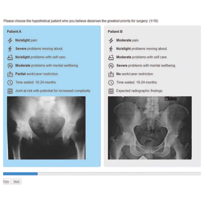 Image depicts example of a discrete choice experiment choice set.