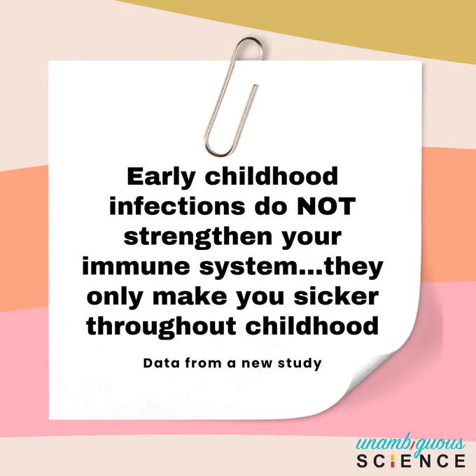 Early childhood infections do NOT strengthen your immune system...they only make you sicker throughout childhood.
Data from a new study