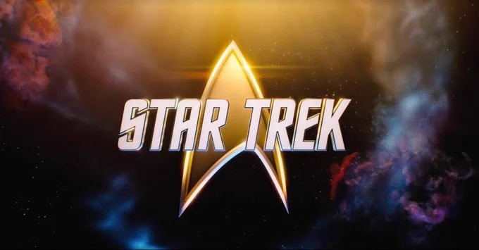 The Star Trek emblem with text on top