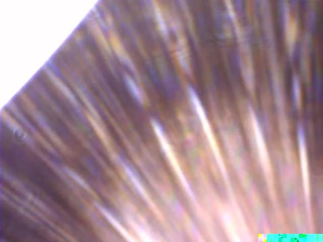 BEESAT-1 Image titled "First Light" taken on 2024-11-18 at 09:19 UTC. The image is the first image taken with BEESAT-1 and shows a part of the Earth horizon in the top left while rays of sunlight enter the camera objective from the lower right.