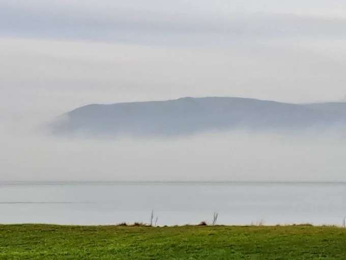 Fog on the sea in the distance