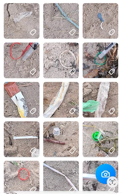 montage of plastic items lifted off the beach