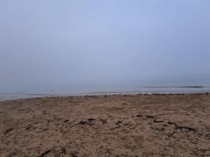 seapark beach with the fog on the sea